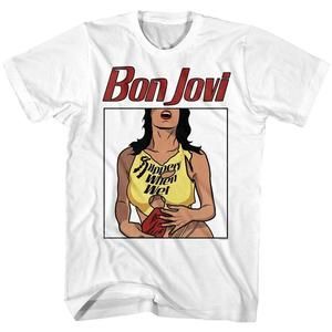 Bon Jovi Slippery When Wet Cartoon Unisex T-Shirt Rock Band Music Fan Gift Tee05